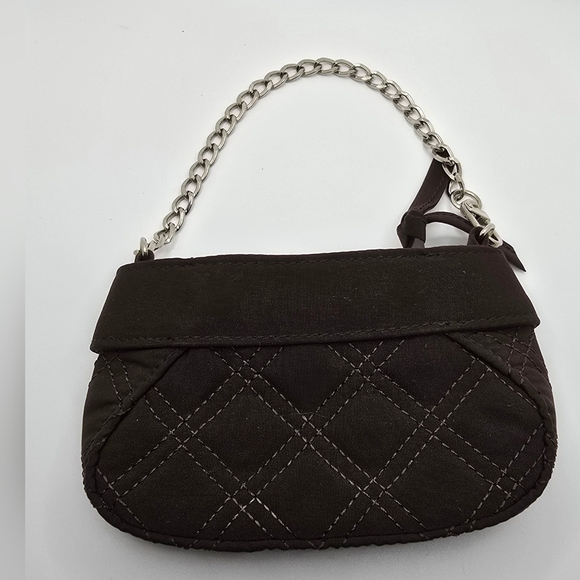 Vera Bradley Colette Mini Bag Wristlet in Vera Vera Espresso Microfiber GUC - Picture 2 of 4